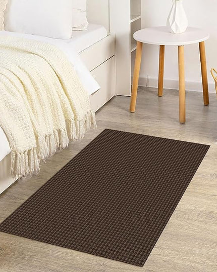 KOZYFLY Indoor Door Mat 2x3 ft Small Area Rugs Washable Front Door Mat Non Slip Rubber Backed Entryway Rug Cotton Entrance Doormat for Front Porch Bathroom Kitchen Bedroom, Reddish Brown/Coffee