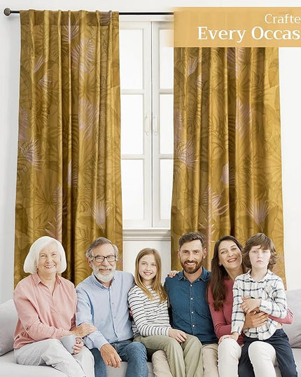 Maison d' Hermine Curtains for Living Room 100% Cotton 124 inch Length Two Panels Light Filtering Curtains for Bedroom Windows with Rod and Loop Pockets Drapes (Creole Caramel, 50" W x 124" L)