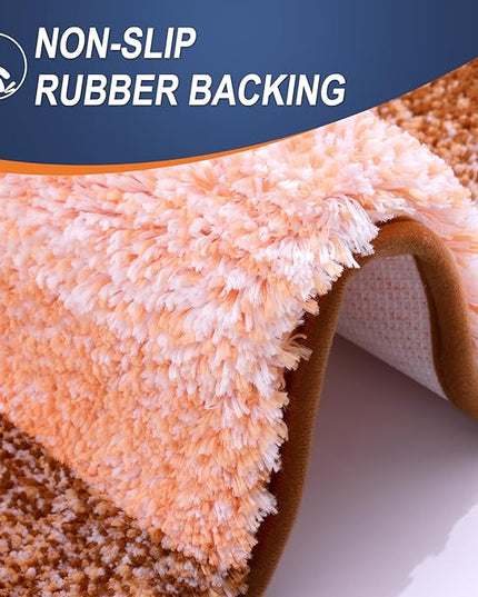 OLANLY Bathroom Rug Set 2 Piece, Soft Absorbent Microfiber Bath Mats and U-Shaped Contour Toilet Rug, Non-Slip, Machine Wash Dry, Plush Shaggy Bath Mats for Bathroom (30"x20"+24"x20", Orange)