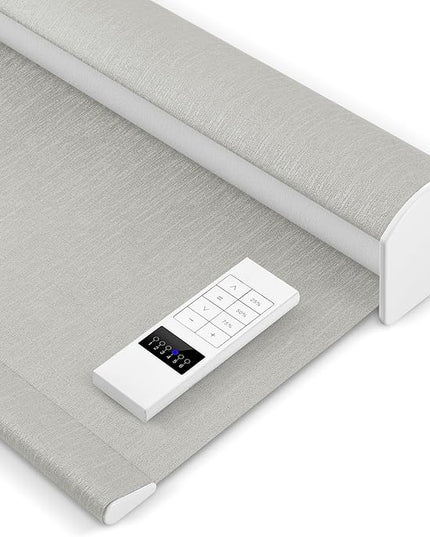 Zshine Motorized Blackout Window Blinds Customize Width (23-95 Inches) Remote Control Wireless and Rechargeable Roller Shades Blinds for Windows, Home, Office, Hotel, Club, Restaurant(82164B)