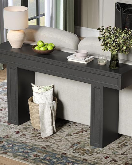Rresyet 63 Inch Long Console Table, Sofa Table Behind Sofa, Wooden Entryway Table, Farmhouse Entryway Table for Entry, Hallway, Living Room (Black)