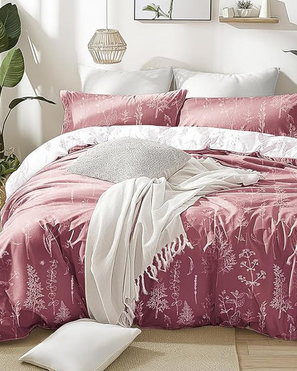 Love's cabin Vintage Rose Twin Comforter Set - Twin XL Size Comforter Set Dorm Bedding, 2 Pieces Cute Floral Bedding, Reversible Flowers Comforter, 1 Comforter & 1 Pillow Sham