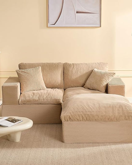 74.8” Cloud Couch, Modular Loveseat Sofa, Convertible Sofas Bed, Deep Seat Sofa, Cozy Sofa for Living Room, Office and Bedroom, L Shaped Cozy Sofa Furniture Set, Corduroy, Camel