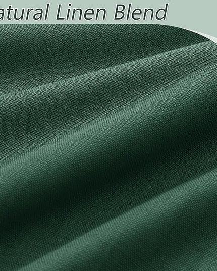 Guken Green Blackout Curtains 90 Inch Length 2 Panels Set for Living Room Bedroom Back Tab Thermal Insulated 100% Black Out Linen Drapes Boho Christmas Decor 52x90