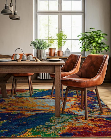 Rugs.com Calypso Collection Rug – 10 Ft Square Multi Medium-Pile Rug Perfect for Living Rooms, Kitchens, Entryways