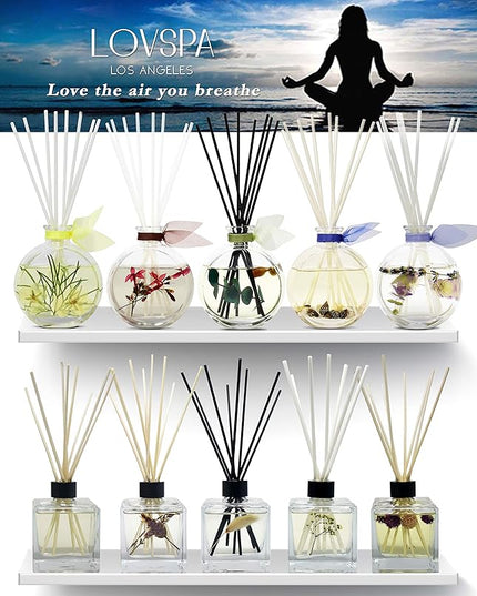 LOVSPA Reed Diffuser Set, Warm Vanilla Sugar Scented Oil Diffuser with Sticks, Home Fragrance Accessories for Bathroom Shelf Decor, Aroma Diffusers for Home or Office Fall Decor, USA Made