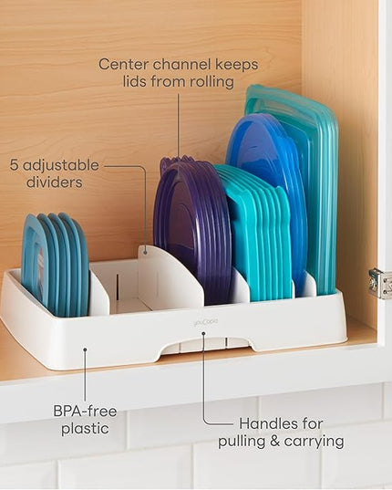 YouCopia StoraLid Adjustable Food Container Lid Organizer for Kitchen Cabinet Storage, Large Classic Edition