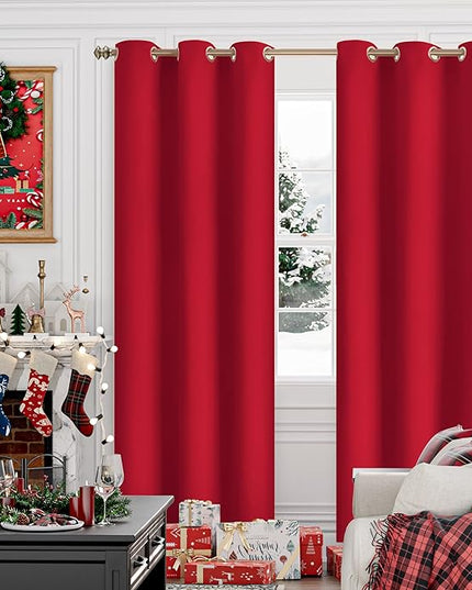 YoungsTex Red Blackout Curtains for Bedroom 84 Inches Length - Thermal Insulated with Grommet Room Darkening Drapes for Living Room Divider, 2 Panels, 42 x 84 Inch