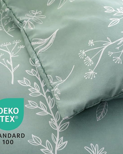 MUXHOMO Twin Comforter Set, Sage Green Elegant Floral Print Bed in a Bag 5 Pieces, Ultra Soft & Breathable Reversible Botanical Pattern Bedding Set with Comforter, Sheets, Pillowcases, and Shams