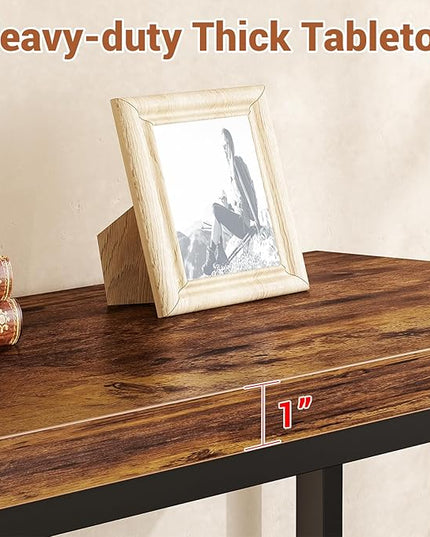 32" Small Console Table, 2-Tier Narrow Entryway Table, Sofa Table with Mesh Shelves, Console Tables for Living Room, Hallway, Entryway, Farmhouse Console Table with Storage, Rustic Brown