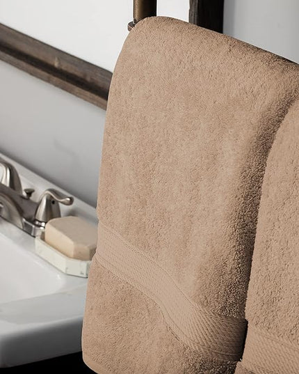 Superior Egyptian Cotton Pile 10 Piece Towel Set, Includes 2 Bath, 4 Hand, 4 Face Towels/Washcloths, Ultra Soft Luxury Towels, Thick Plush Essentials, Guest Bath, Spa, Hotel Bathroom, Latte