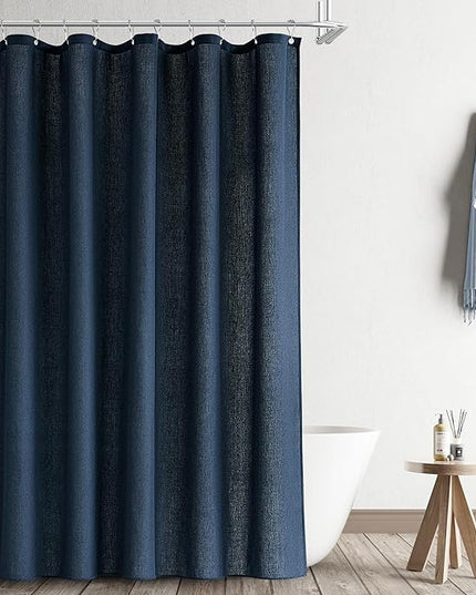 Naturoom Navy Blue Shower Curtain for Bathroom, Linen Textured Weighted Hem Cloth Shower Curtain Set with Hooks, Simple Hotel Luxury Men Nautical Bath Accessories Decor,72x80, Dark Blue