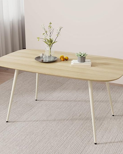 47.2'' Modern Farmhouse Dining Table, Wooden Rectangular Dining Table with Metal Legs for 4 People for Dining Room, Kitchen, Living Room (Cat Scratch Table, 47.2")