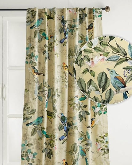 Maison d' Hermine Curtains for Living Room 100% Cotton 96 inch Length One Panel Light Filtering Curtains for Bedroom Windows with Rod and Loop Pockets Drapes (Solstice Garden Glade, 50" W x 96" L)