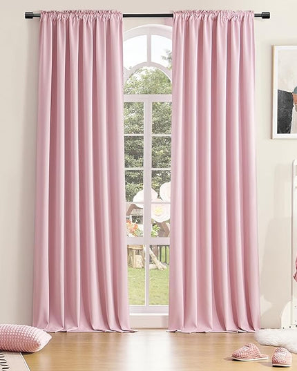 DONREN Pink Blackout Drapes for Girls Room - Home Decoration Privacy Protection Thermal Insulated Blackout Window Drape with Rod Pocket (2 Panels,42 x 96 Inch)