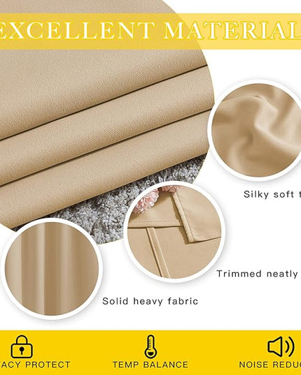 NICETOWN Sliding Door Curtain for Living Room, Blackout Patio Curtain & Drape Privacy Thermal Insulated Window Treatment for French/Patio Door (1 Panel, Biscotti Beige, W80 x L90)