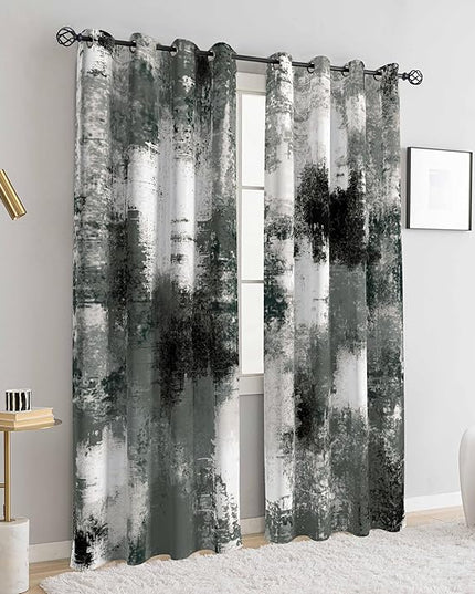 Asuexpect Abstract Curtains 2 Panels Abstract Rust Curtain Room Darkening Grommet Window Drapes Modern Decorative Window Treatments for Bedroom Living Room, 52x63 Inches, Black Grey