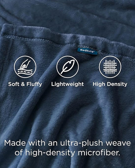 Bedsure GentleSoft Fleece Throw XL Blanket Mineral Blue - 300GSM Soft Lightweight Plush Cozy Blankets for Bed, Sofa, Couch, Travel, Camping, 50x70 inches