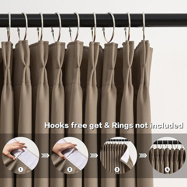 KEQIAOSUOCAI Blackout Bedroom Curtains 63 Inches Long, Thermal Insulated Short Pinch Pleated Vertical Drapes for 62 Inch Home Office/Bay Windows/Basement(Cappuccino,40"x63"x2 Panels)