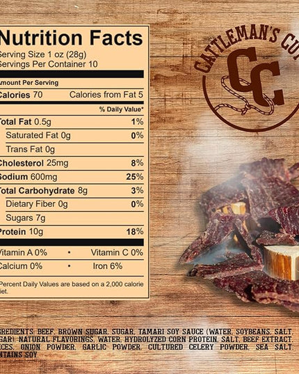 Cattleman's Cut Teriyaki Beef Jerky, 10 Ounce