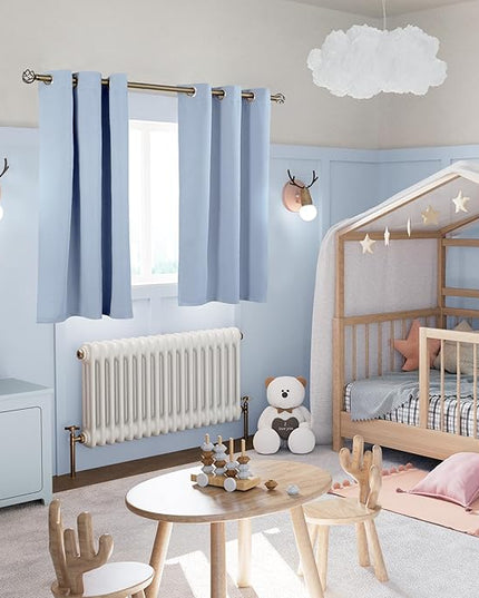 YoungsTex Baby Blue Darkening Curtains 45 Inch Long for Kids Kitchen Window - Short Length Thermal Insulated Drapes with Grommet Blackout Privacy for Bathroom Boy Bedroom, 2 Panels, 42 x 45 Inch