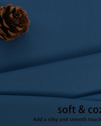 JIUZHEN Blackout Curtains with Tiebacks-Thermal Insulated, Light Blocking and Noise Reducing Grommet Curtain Drapes for Bedroom/Living Room, Set of 2 Curtain Panels, 34 x 24 Inch Length, Classic Blue