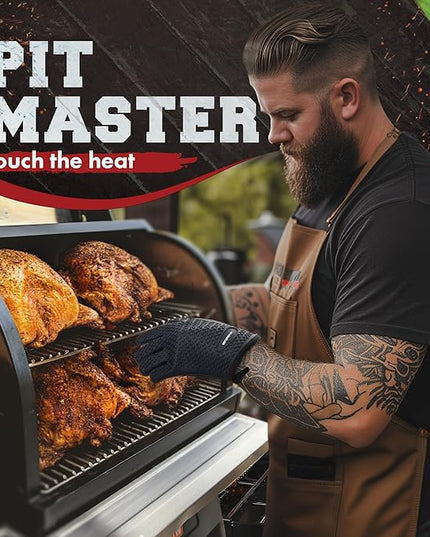 KITCHEN PERFECTION S Silicone Smoker Oven Gloves -Extreme Heat Resistant BBQ Gloves -Handle Hot Food Right on Your Grill Fryer Pit|Waterproof Oven Mitts |Superior Value Set+3 Bonuses