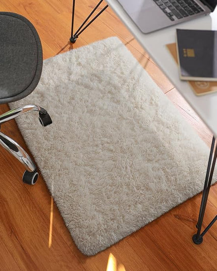 Ophanie Small Ivory Entryway Throw Rugs for Bedroom, 2x3 Mini Area Rug, Affordable Non Slip Fluffy Carpet, Fuzzy Soft Living Room Rugs, Home Decor Aesthetic, Nursery