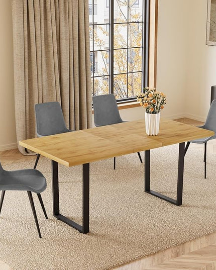 ZckyCine Modern Dining Table Set for 4-6 People Kitchen Dining Room Table Set Extendable Wood Dining Table and 4 Upholstered Chairs, Home Kitchen Furniture