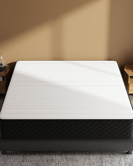 Queen Mattress, 12 Inch Hybrid Mattress with Pocket Springs and Memory Foam, Medium Firm Support, Motion Isolation, Breathable Comfort Layer, Mattress in a Box