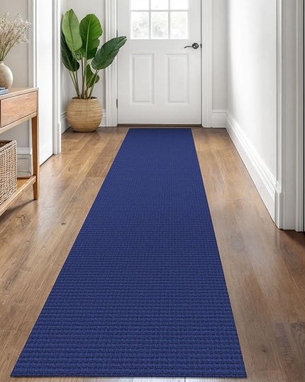 KOZYFLY Runners for Hallways 2x8 ft Washable Kitchen Runner Non Slip Rubber Backed Hall Runners Cotton Entryway Runner Rugs Floor Carpet for Indoor Backdoor Bedroom Kitchen, Royal Blue/Navy