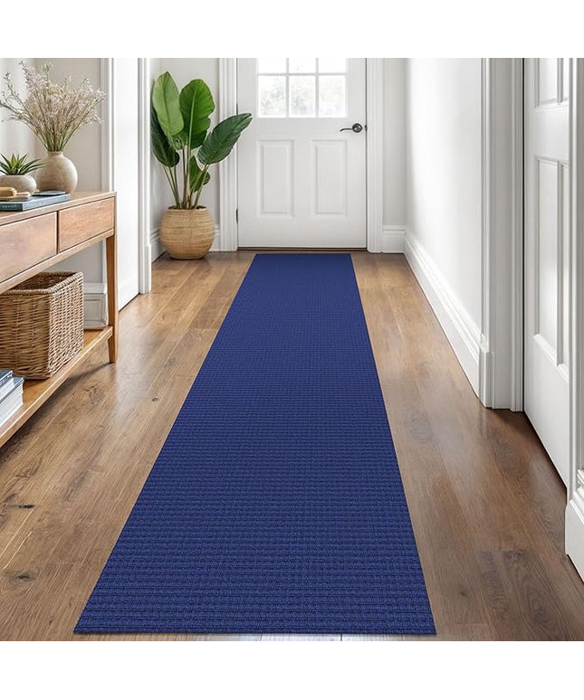 KOZYFLY Runners for Hallways 2x8 ft Washable Kitchen Runner Non Slip Rubber Backed Hall Runners Cotton Entryway Runner Rugs Floor Carpet for Indoor Backdoor Bedroom Kitchen, Royal Blue/Navy