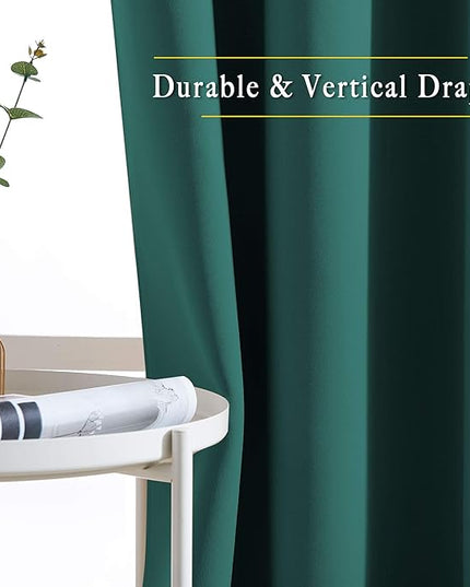 NICETOWN Blackout Curtains for Bedroom - Thermal Insulated Solid Grommet Room Darkening Curtains/Panels/Drape for Bedroom(Hunter Green, 2 Panels, 46 x 90Inch)