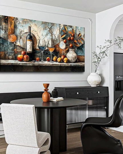 XIGUANGART Large Canvas Wall Art For Dining Room Wall Decor For Kitchen Wine Bottle Painting Still Life Abstract Picture Artwork Pub Bar Living Room Wall Mural Posters Home Decorations Ready To Hang