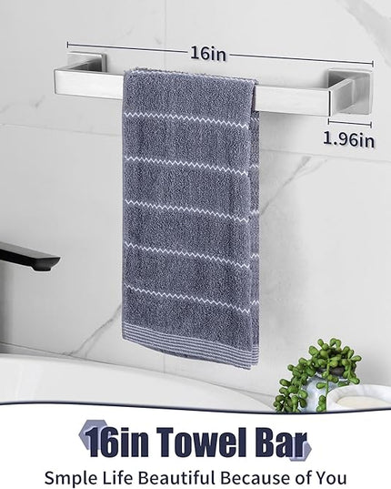 Bathroom Accessories Towel Bar Set: 10 Pieces Brushed Nickel Square Bathroom Hardware SUS304 Stainless Steel - Wall Mounted Towel Rack&Toilet Paper Holder&Towel Ring and Towel Hook