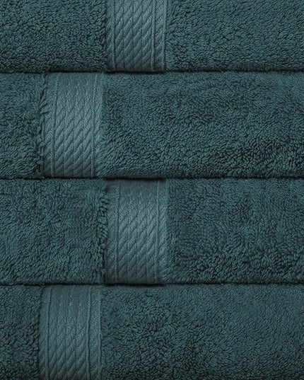 Superior Egyptian Cotton Pile Hand Towel Set of 4, Ultra Soft Luxury Towels, Thick Plush Essentials, Absorbent Heavyweight, Guest Bath, Hotel, Spa, Home Bathroom, Shower Basics, Teal