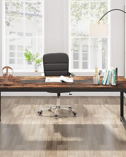 Tribesigns Modern Computer Desk, 78.7 x 39.4 inch X Large Executive Office Desk Computer Table Study Writing Desk Workstation for Home Office,Rustic/Black