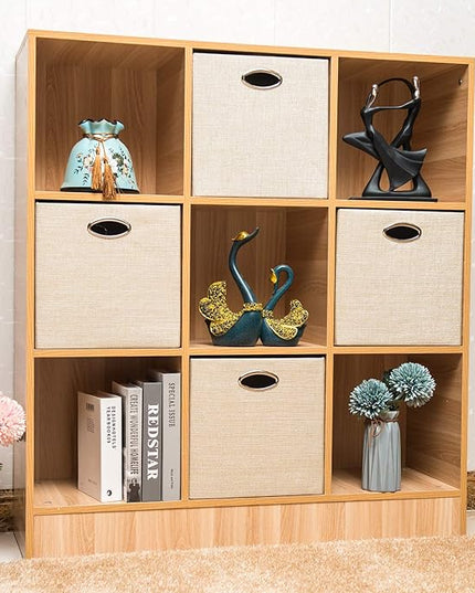 Posprica Storage Cubes, 12×12 Storage Bins, Fabric Drawers Organizer Basket, 4pcs, Beige