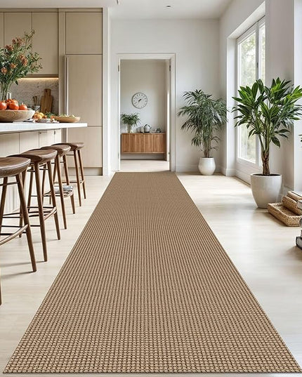 KOZYFLY Extra Long Runners for Hallways 3x18 ft Washable Kitchen Runner Non Slip Rubber Backed Hallway Rug Cotton Entryway Runner Rug Floor Carpet for Indoor Hall, Kitchen, Stair, Tan/Orange/Brown