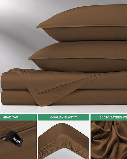 Pure Bamboo Queen Sheets, Genuine 100% Organic Viscose Derived from Bamboo Bed Sheet Set, Luxuriously Soft & Cooling, Double Stitching, 2 Year Quality Promise (Queen, Coconut Husk)