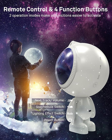 AIRIVO Dreamers Star Projector,Astronaut Galaxy Projector Bluetooth Speaker with Remote,White Noise,Interactive Posture Adjustment,Room Bedroom Decor,Birthday Christmas Gifts for Kids Adults