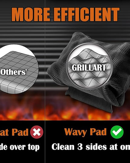 GRILLART Bristle Free Grill Brush Kit, Reinforced Outdoor Grill Brushes, Safe Cleaning Tools with Replaceable Heads, Grill Scraper BBQ Accessories, Men/Dad Gifts