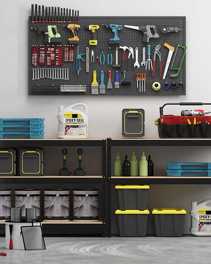PrimeZone 4 Pack Storage Shelves 48" x 24" x 72", 5 Tier Adjustable Garage Storage Shelving, Heavy Duty Metal Storage Utility Rack Shelf Unit for Warehouse Pantry Closet Kitchen, Black