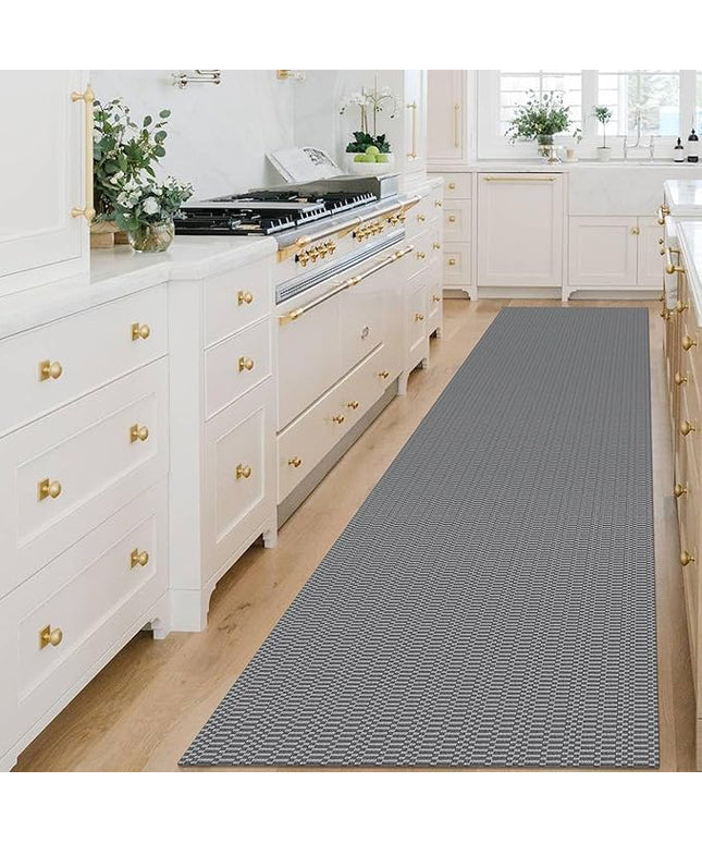 KOZYFLY Washable Runner Rug 3x14 ft Hallway Kitchen Runner Rugs with Rubber Backing Bobo Non Slip Entryway Runner Indoor, Long Carpet Runners for Hall Kitchen Entryway, Grey/Charcoal Grey