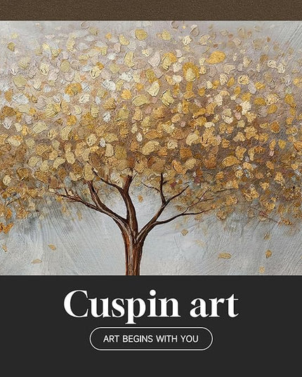 Large Framed Tree of Life Gold Wall Art, Modern Canvas Prints Paintings Artwork for Walls, Luxury Golden Big Tree Pictures for Bedroom Dining Room Fireplace Office Living Room Wall Decor