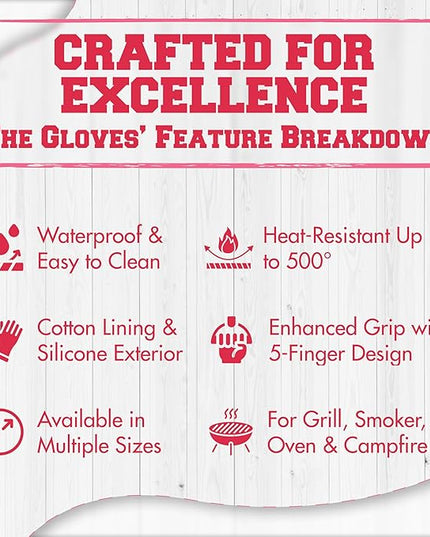 KITCHEN PERFECTION Silicone Smoker Oven Gloves For Women -Extreme Heat Resistant BBQ Gloves -Handle Hot Food Right on Your Smoker Grill Fryer|Waterproof Oven Mitts Grill Gloves |Superior Set+3 Bonuses