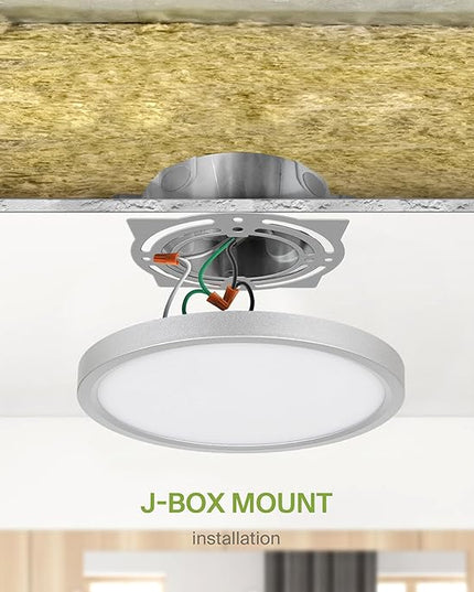 ASD LED 7" Round Flush Mount Ceiling Light Fixture, Low Profile Surface Lighting | 5CCT, Dimmable, Ultra-Thin, ETL Listed | 15W 1260LM 2700-6000K 120V | Kitchen, Bedroom, Hallway Lamp | Nickel