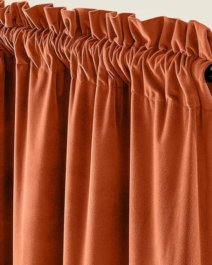 Lazzzy Halloween Blackout Velvet Curtains Orange Fall Decor Thermal Insulated Curtains Living Room Curtains 2 Panel Sets 96 Inch Long Room Darkening Window Treatments Drapes Burnt Pumpkin