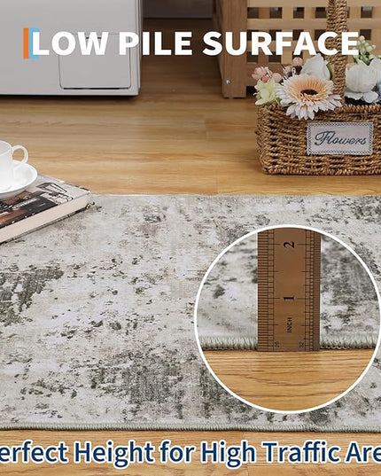 Modern Abstract Runner Rug 2x5 Washable Non Slip Stain Resistant Rug for Bedroom Living Room Non Shedding Low Pile Indoor Floor Cover,Brown Grey