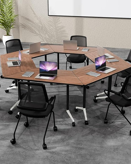 Conference Room Table with Flip-Top Design for Dynamic Meetings, Business Table Computer Desk with Heavy-Duty Frame,Foldable Seminar Meeting Tables for Home Office (2, D, 47.2IN)